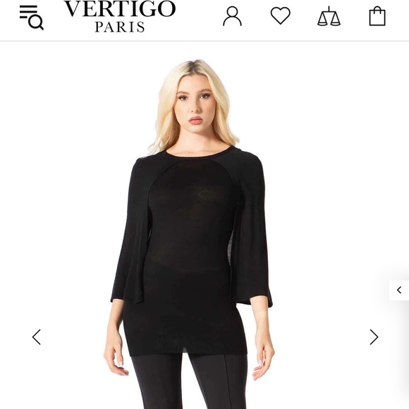 Carteblanche Caplet Sweater Vertigo Paris Black Shawl Mid Sleeve Dress Size S - Picture 5 of 6